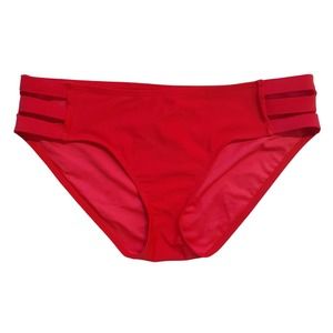 NWT Ocean Blues Strappy Red Full Coverage Bikini Bottom Size Medium